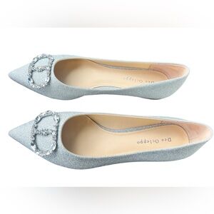 Dee Ocleppo Ballerina glitter-detail, Leather Flats | Silver | women’s 9.5